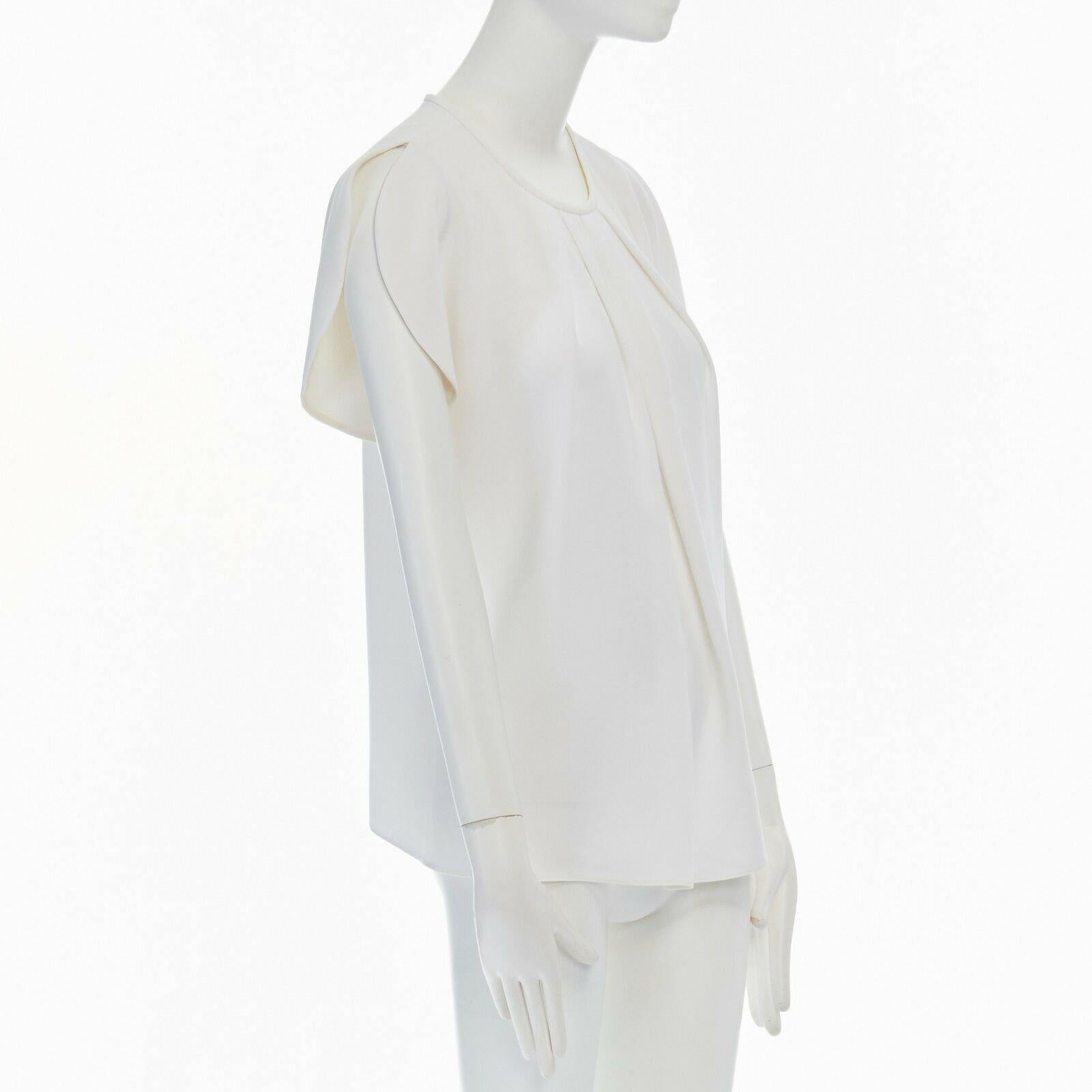 Gray BALENCIAGA 2012 white crepe rounded sleeves blouse top FR36 S