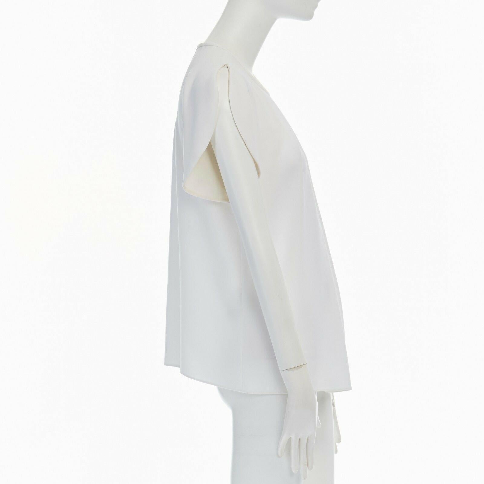 BALENCIAGA 2012 white crepe rounded sleeves blouse top FR36 S In Good Condition In Hong Kong, NT