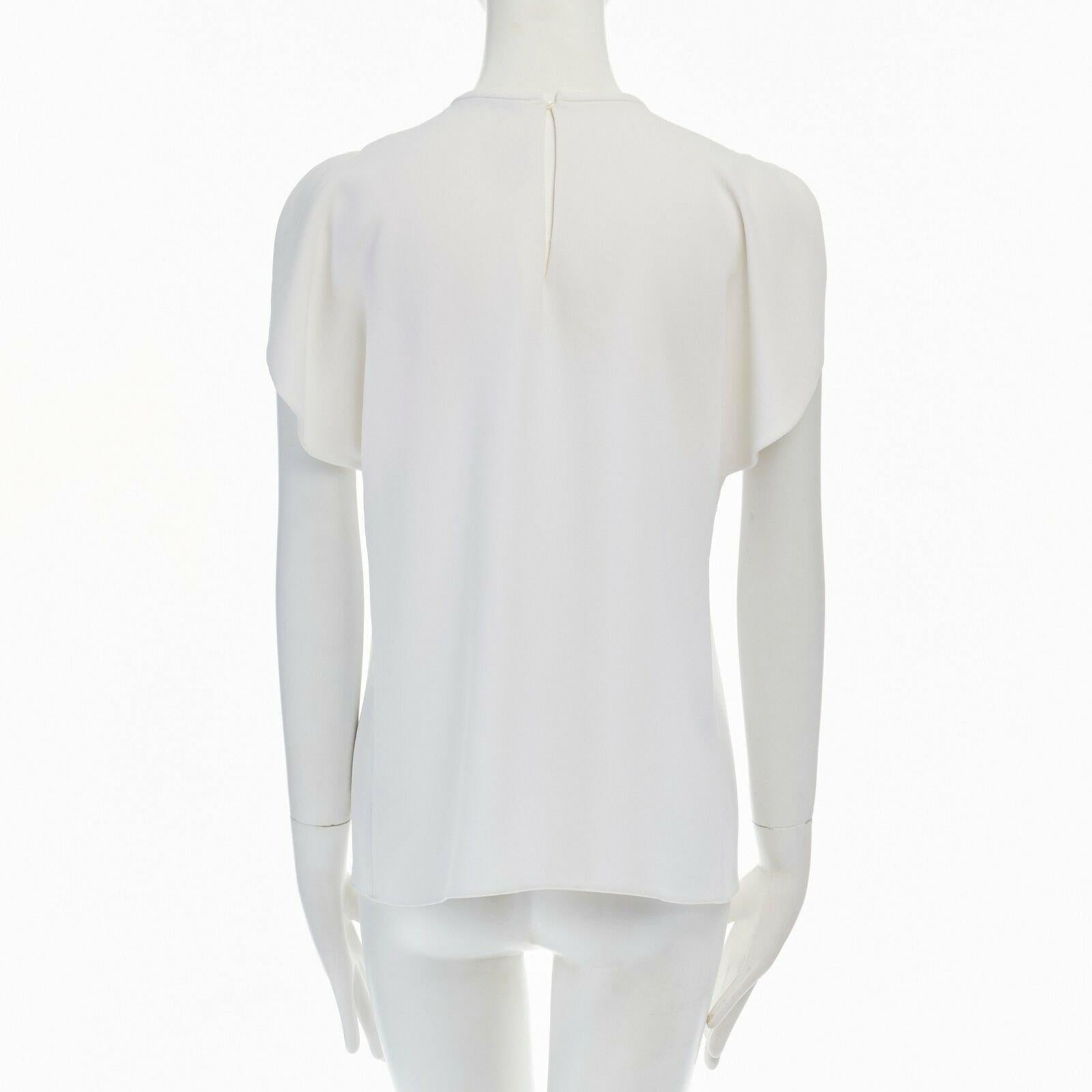 Women's BALENCIAGA 2012 white crepe rounded sleeves blouse top FR36 S