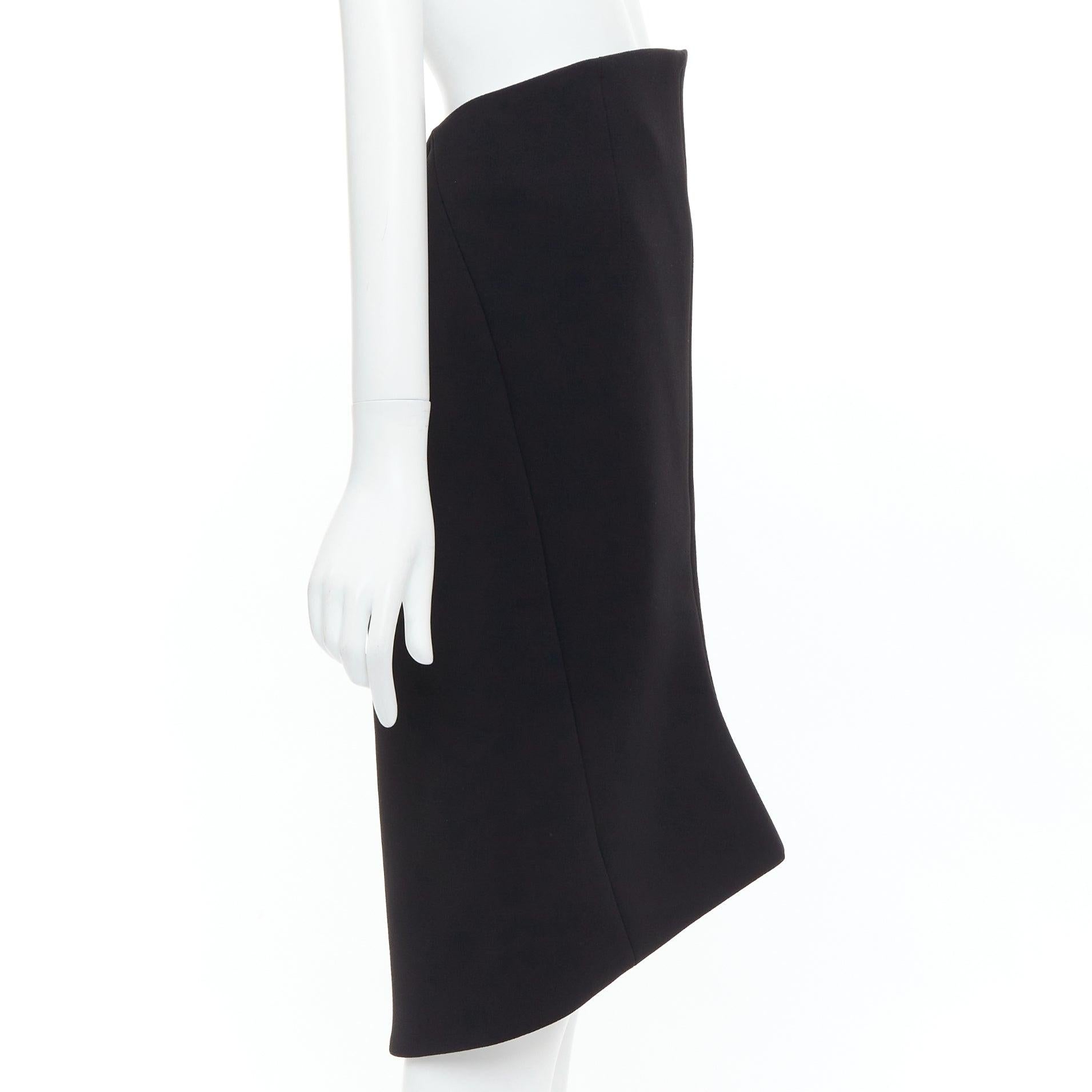 BALENCIAGA 2013 black scuba hi low waistband hem pencil skirt FR36 S In Good Condition For Sale In Hong Kong, NT