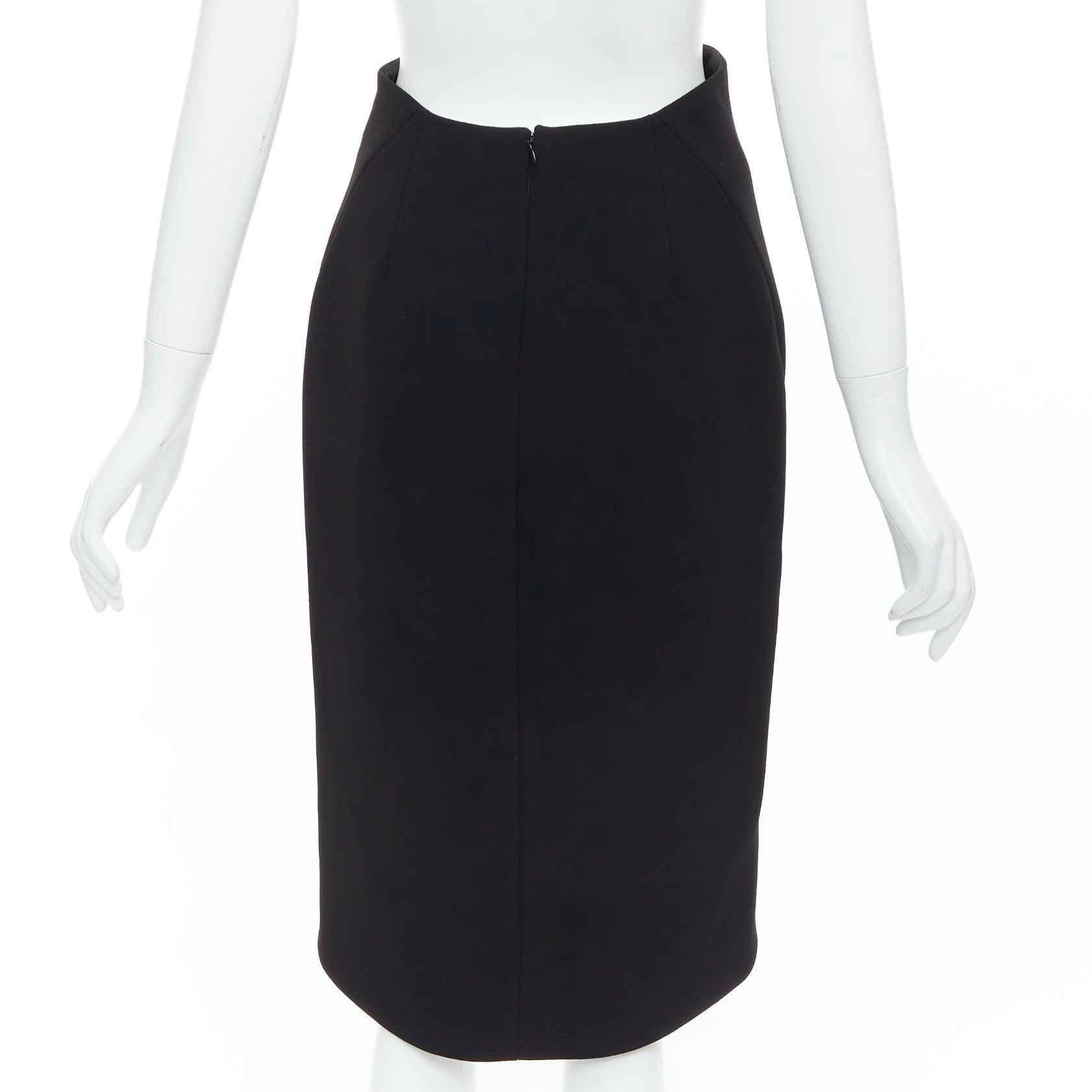 Women's BALENCIAGA 2013 black scuba hi low waistband hem pencil skirt FR36 S For Sale