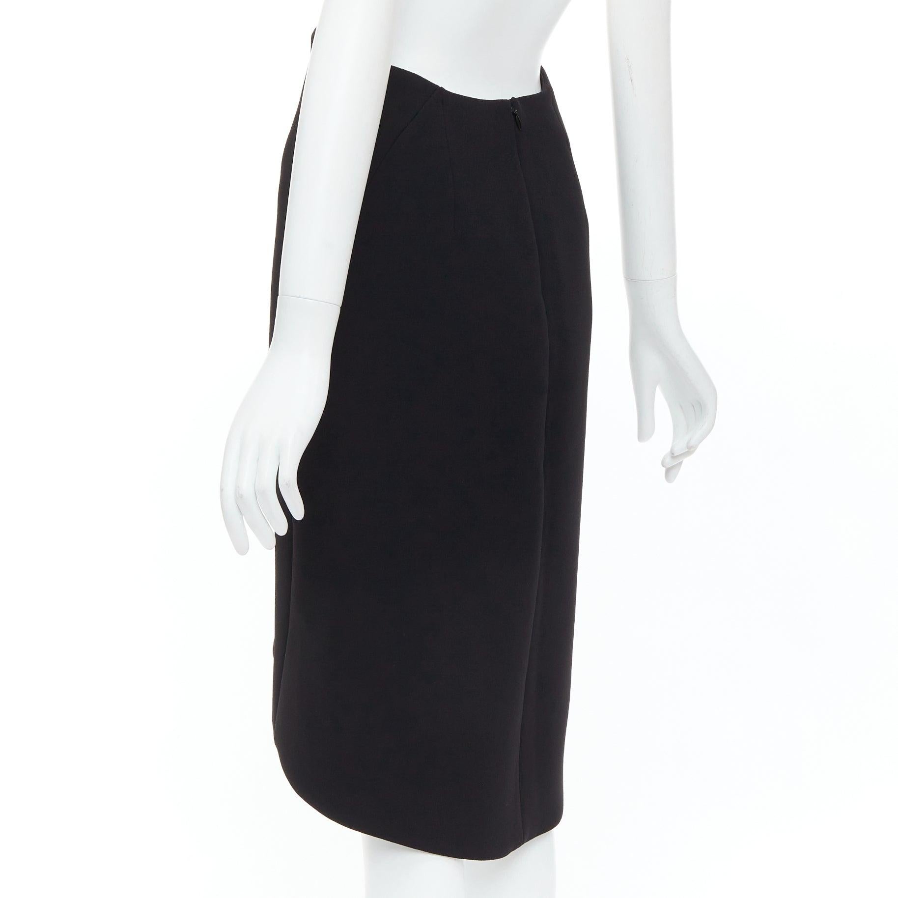 BALENCIAGA 2013 black scuba hi low waistband hem pencil skirt FR36 S For Sale 1