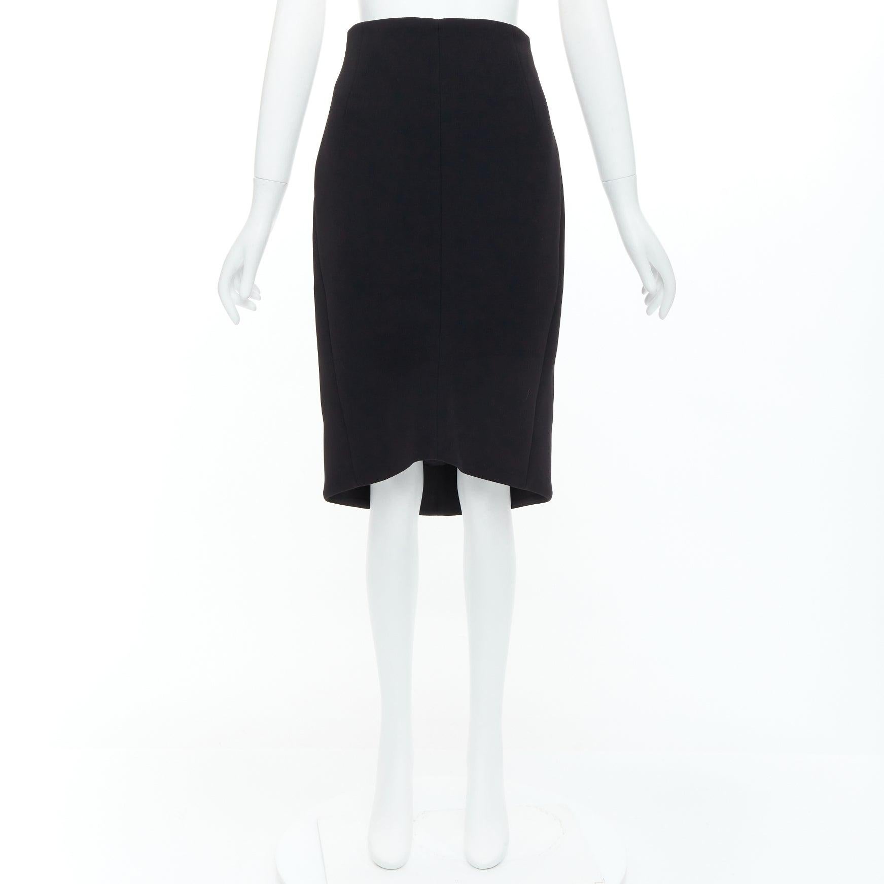 BALENCIAGA 2013 black scuba hi low waistband hem pencil skirt FR36 S For Sale 4