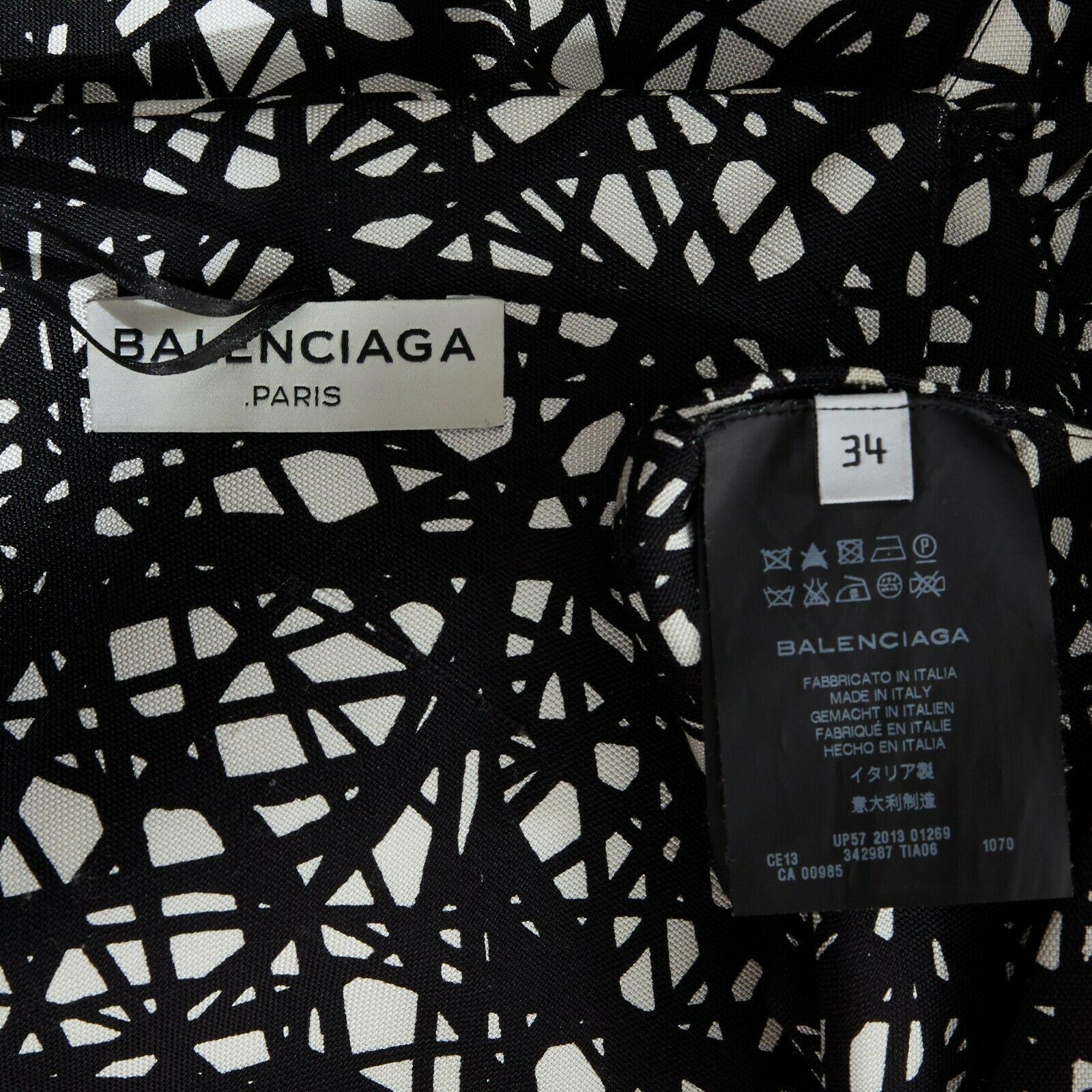 BALENCIAGA 2013 black white scribble print V-neck angular cut back crop top  FR34 For Sale at 1stDibs | balenciaga bac