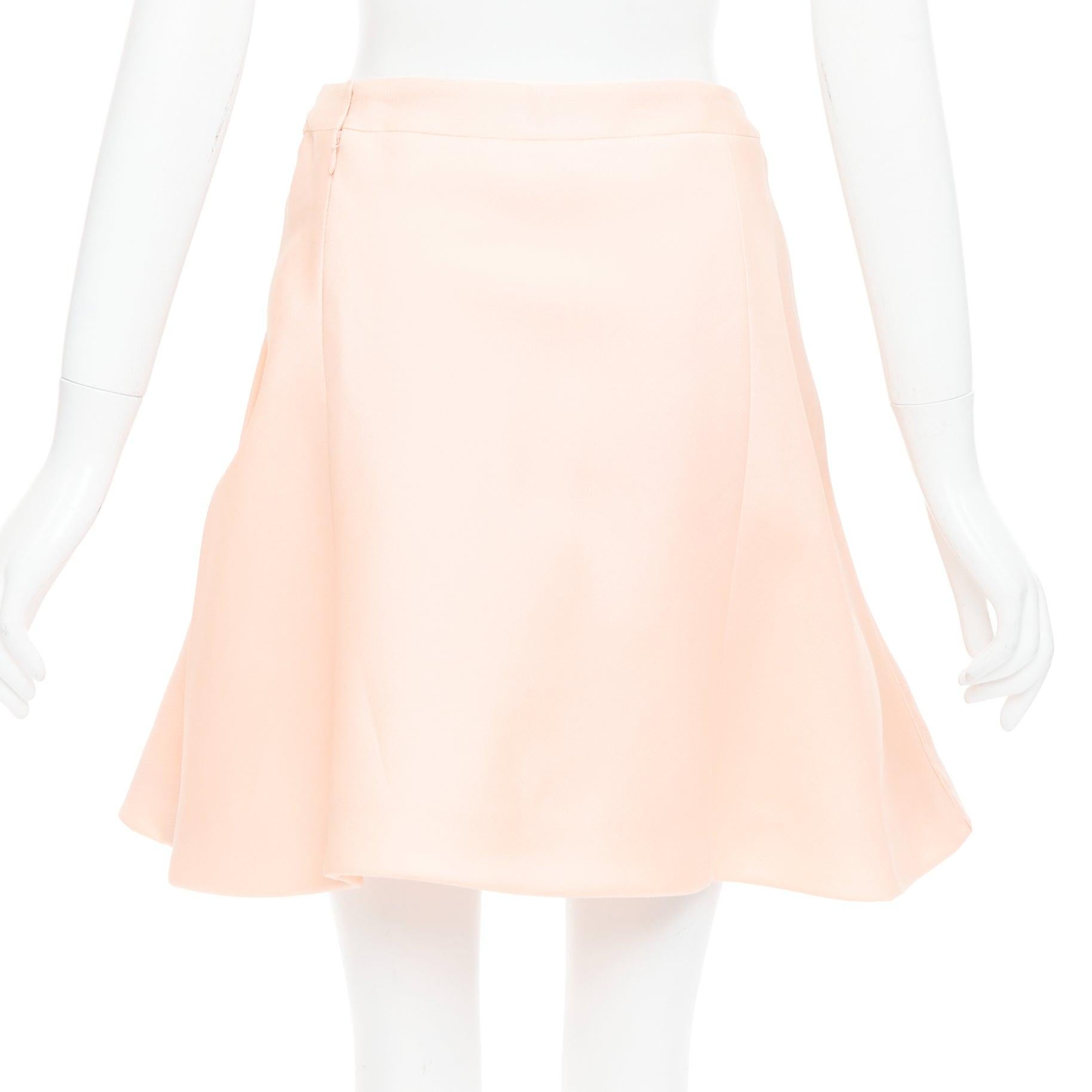 Women's BALENCIAGA 2013 pink 100% silk crepe panelled Aline knee skirt FR38 M For Sale
