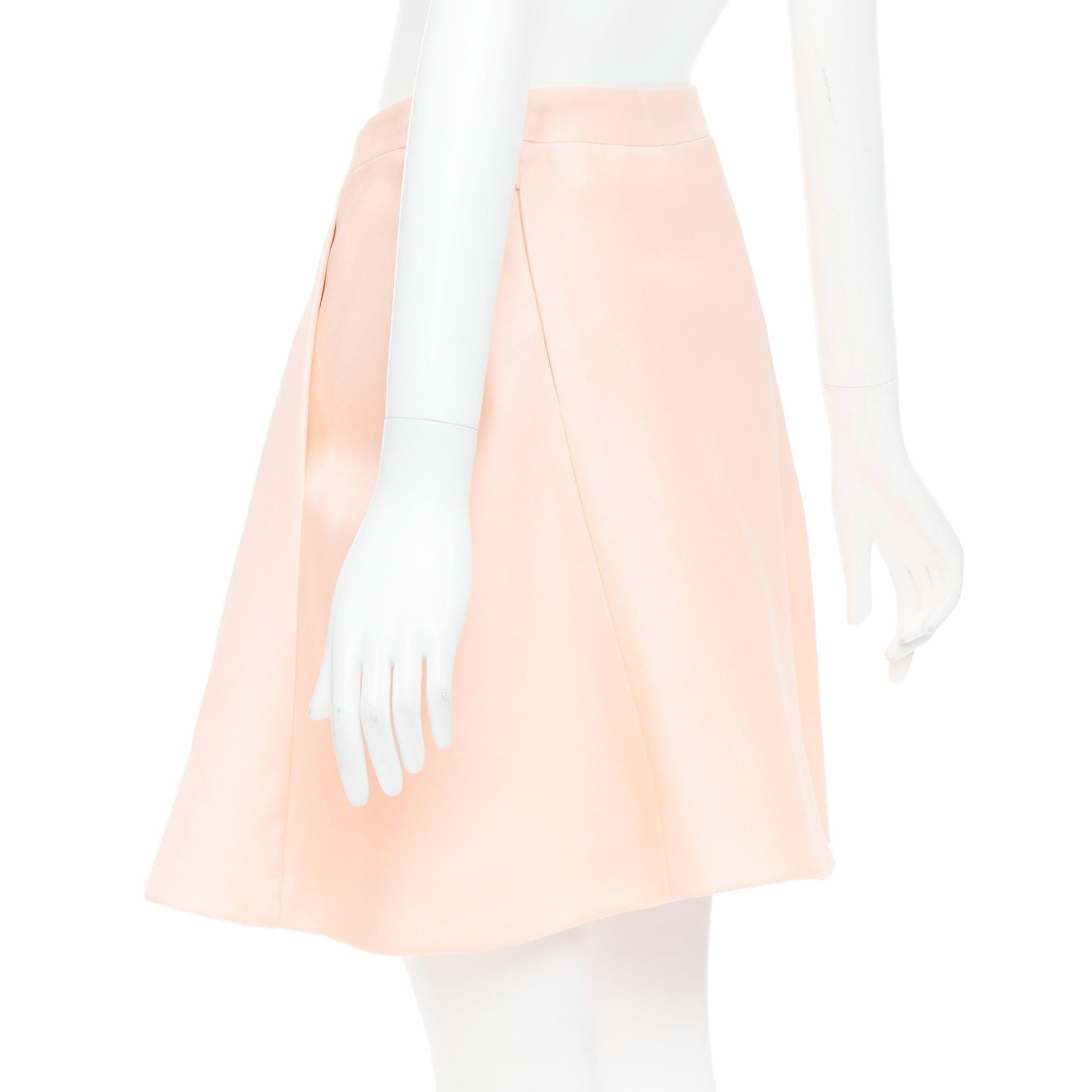 BALENCIAGA 2013 pink 100% silk crepe panelled Aline knee skirt FR38 M For Sale 1