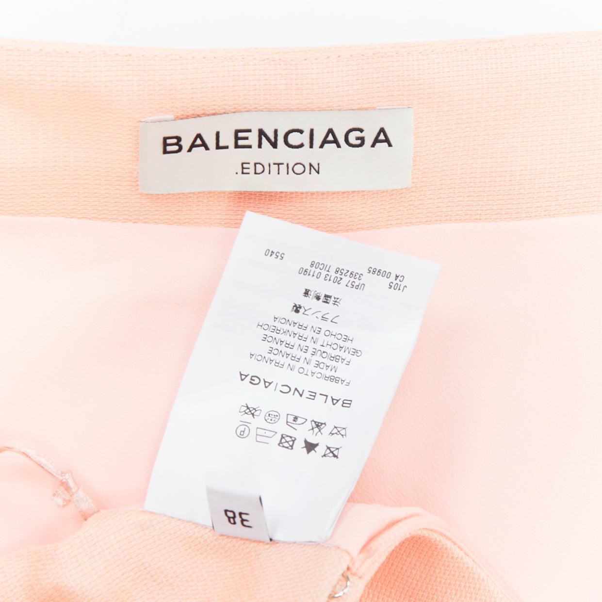 BALENCIAGA 2013 pink 100% silk crepe panelled Aline knee skirt FR38 M For Sale 3