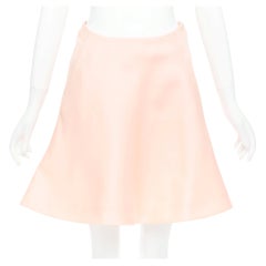 BALENCIAGA 2013 pink 100% silk crepe panelled Aline knee skirt FR38 M
