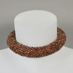 BALENCIAGA 2014 Beaded Bronze Tube Choker Necklace