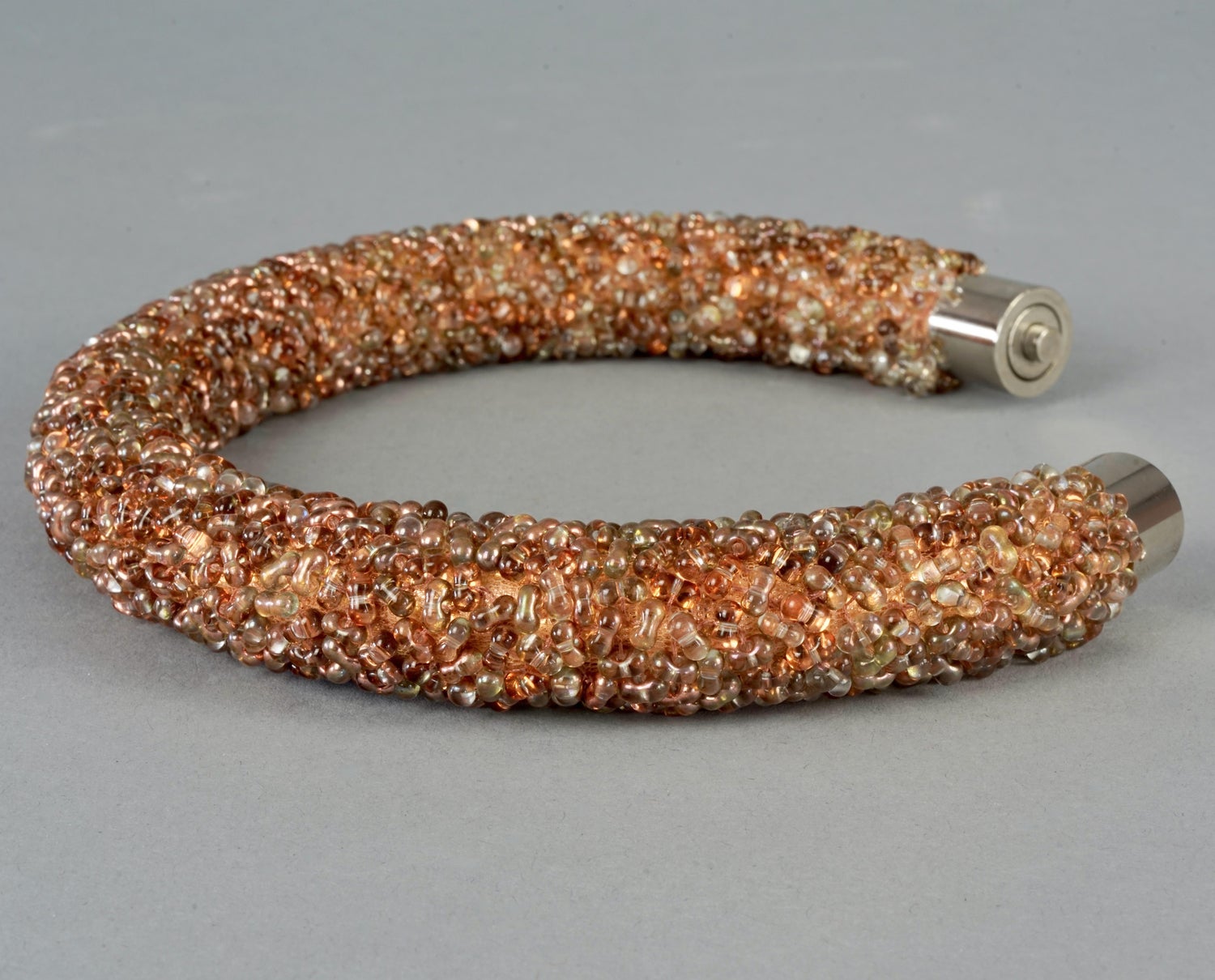 BALENCIAGA 2014 Beaded Bronze Tube Choker Necklace For Sale at 1stDibs