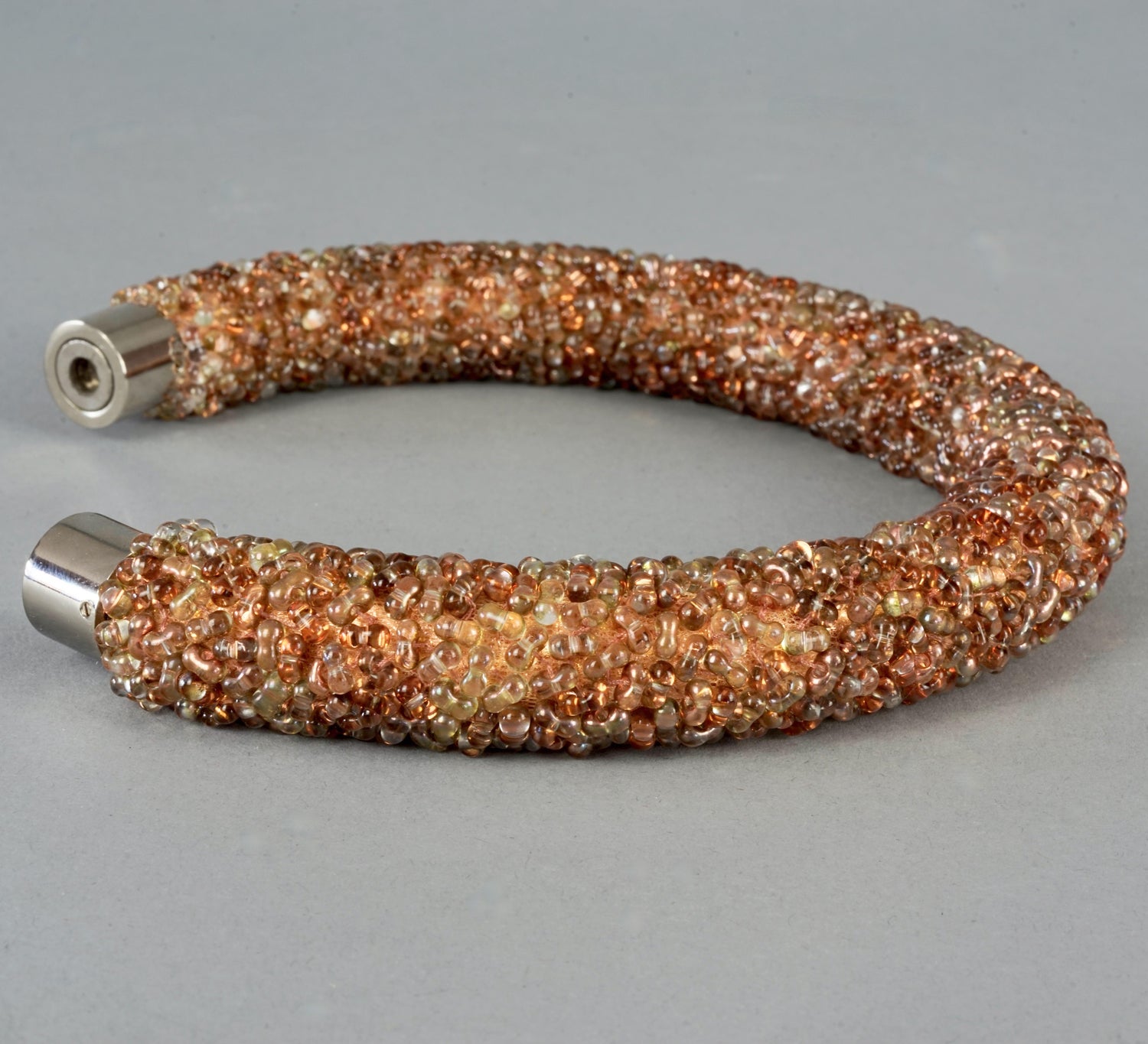 BALENCIAGA 2014 Beaded Bronze Tube Choker Necklace For Sale at 1stDibs