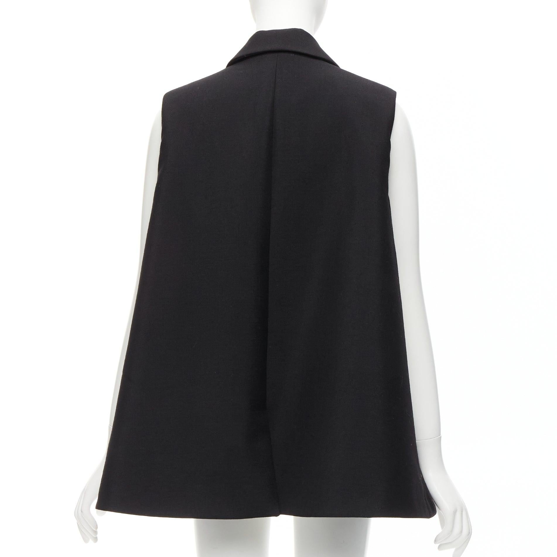 BALENCIAGA 2014 black virgin wool mohair bell shaped deep V blazer vest FR34 XS For Sale 2