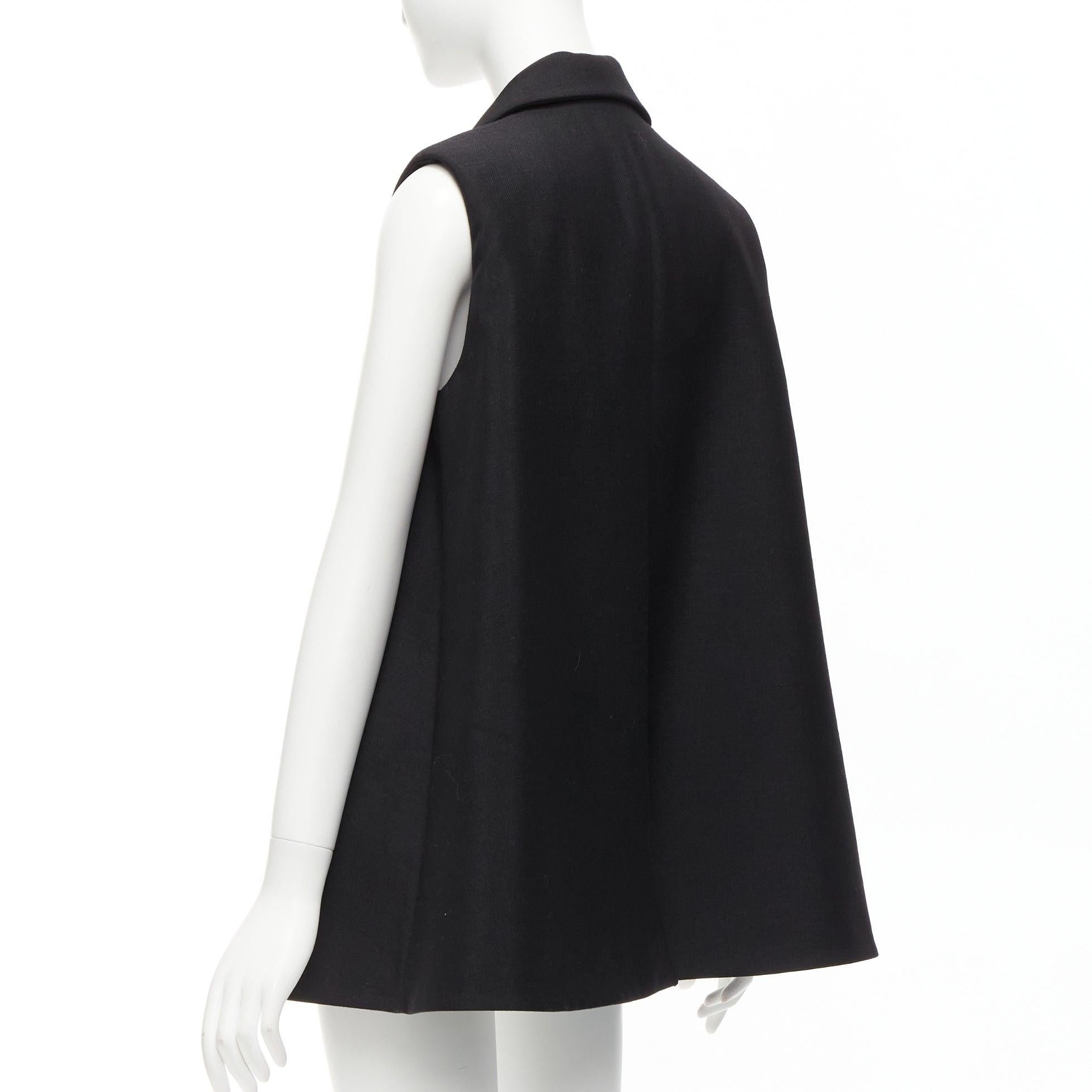 BALENCIAGA 2014 black virgin wool mohair bell shaped deep V blazer vest FR34 XS For Sale 2
