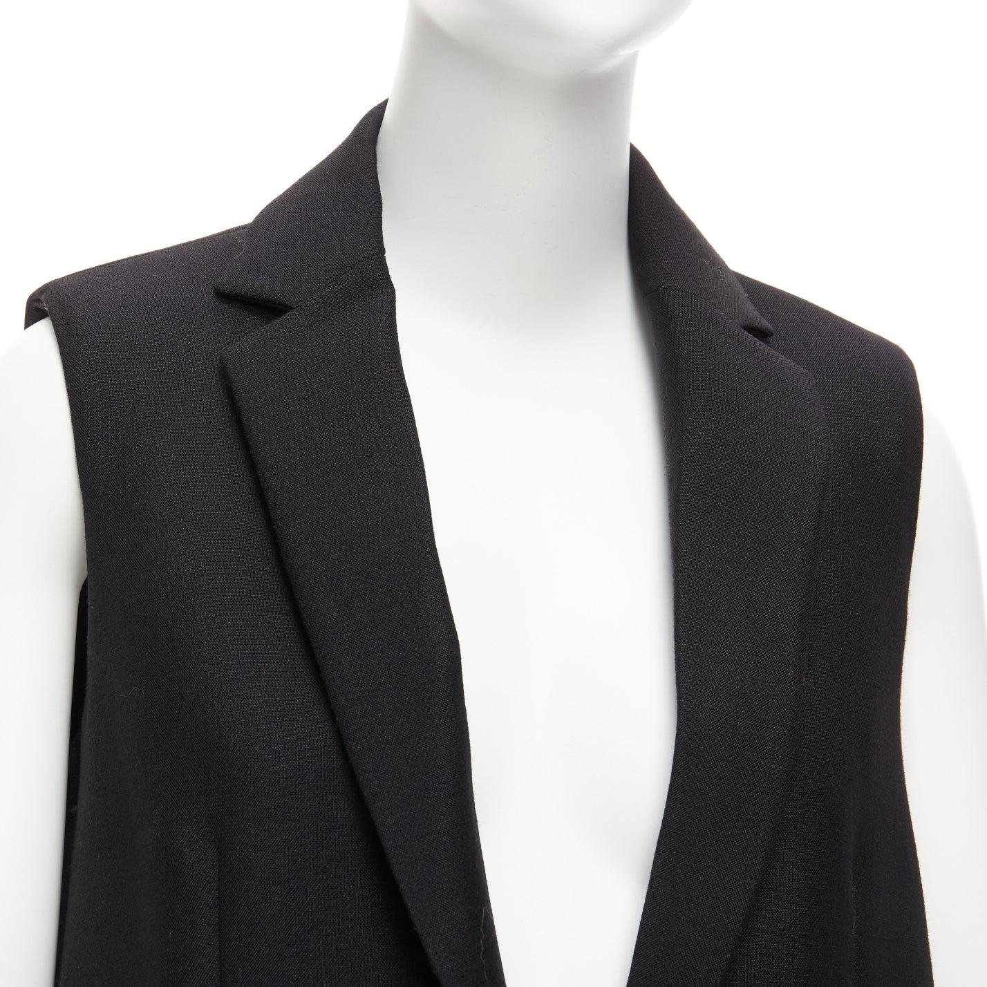 BALENCIAGA 2014 black virgin wool mohair bell shaped deep V blazer vest FR34 XS For Sale 3