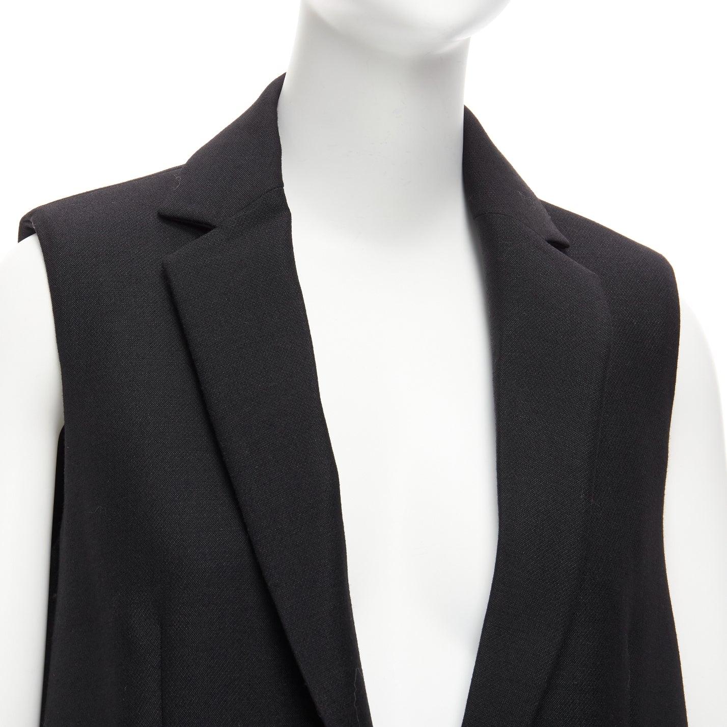BALENCIAGA 2014 black virgin wool mohair bell shaped deep V blazer vest FR34 XS For Sale 4