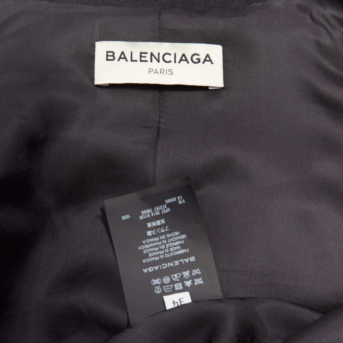 BALENCIAGA 2014 black virgin wool mohair bell shaped deep V blazer vest FR34 XS For Sale 4