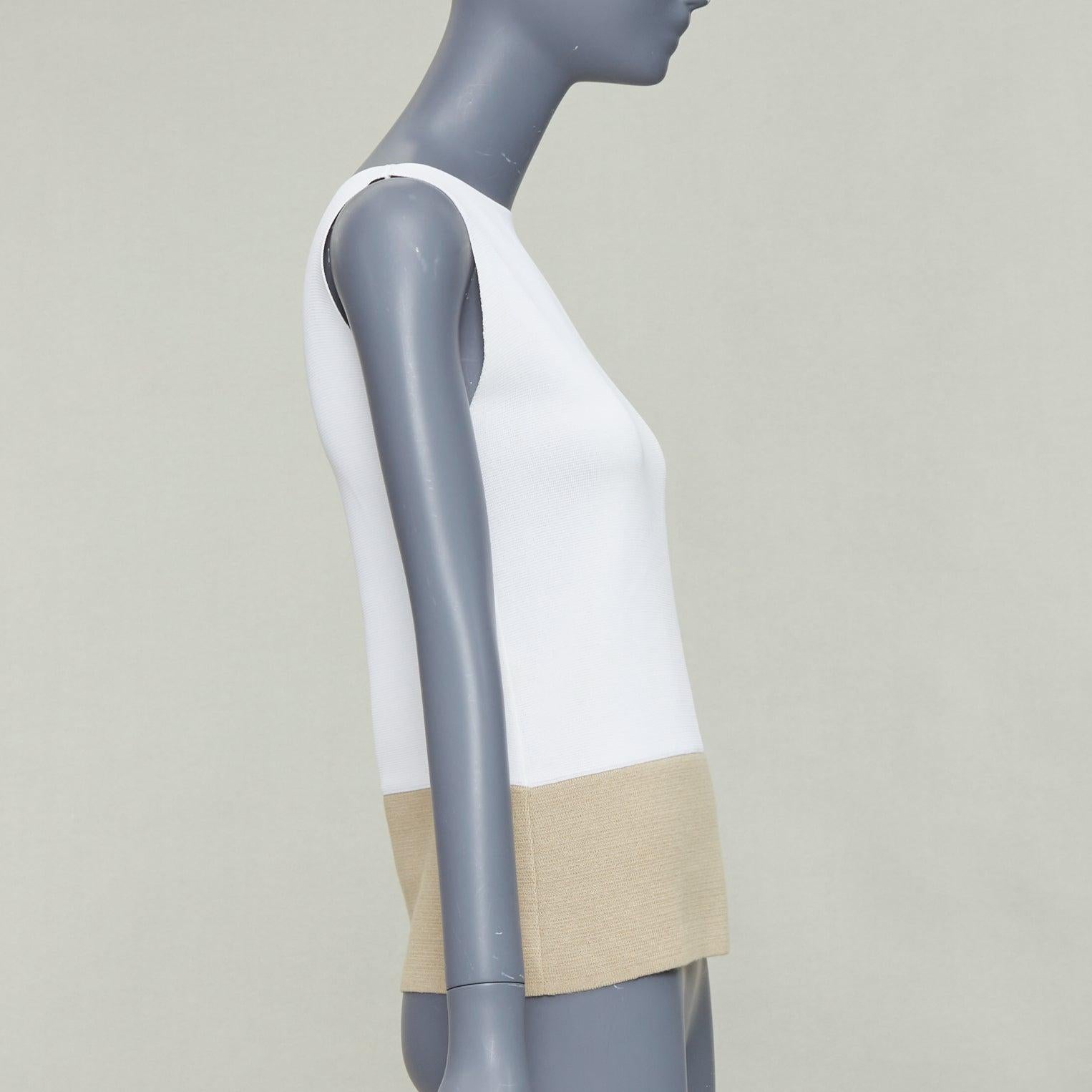 BALENCIAGA 2014 crema beige rayón lino mezcla bicolor chaleco cuello barco FR36 S en Bueno estado para la venta en Hong Kong, NT