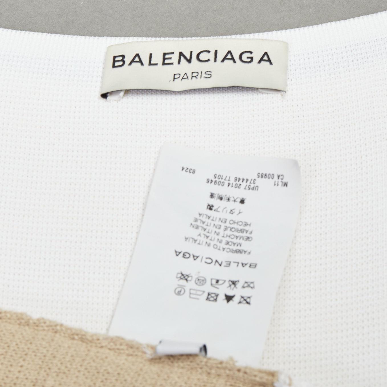 BALENCIAGA 2014 crema beige rayón lino mezcla bicolor chaleco cuello barco FR36 S en venta 4