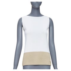 Balenciaga 2014 crema, beige, rayon, lino e bicolore, gilet con collo a bateau FR36 S