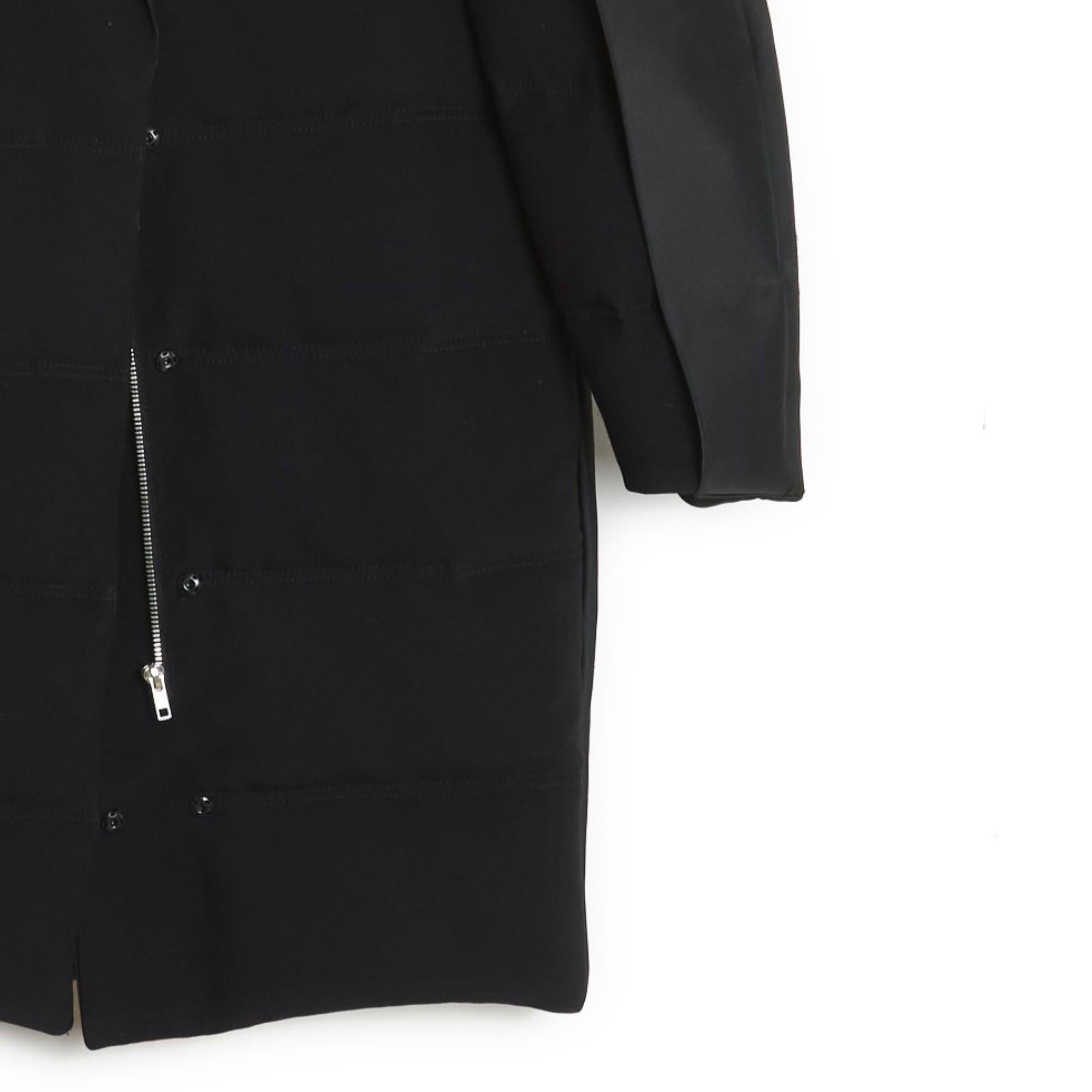 Women's Balenciaga 2014 Manteau FR38 Black Satin Coat Down Jacket UK10 US8 For Sale