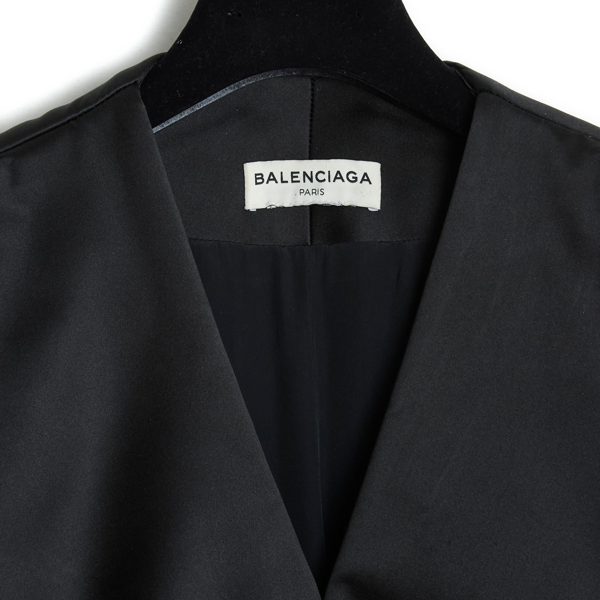 Balenciaga 2014 Manteau FR38 Black Satin Coat Down Jacket UK10 US8 For Sale 1