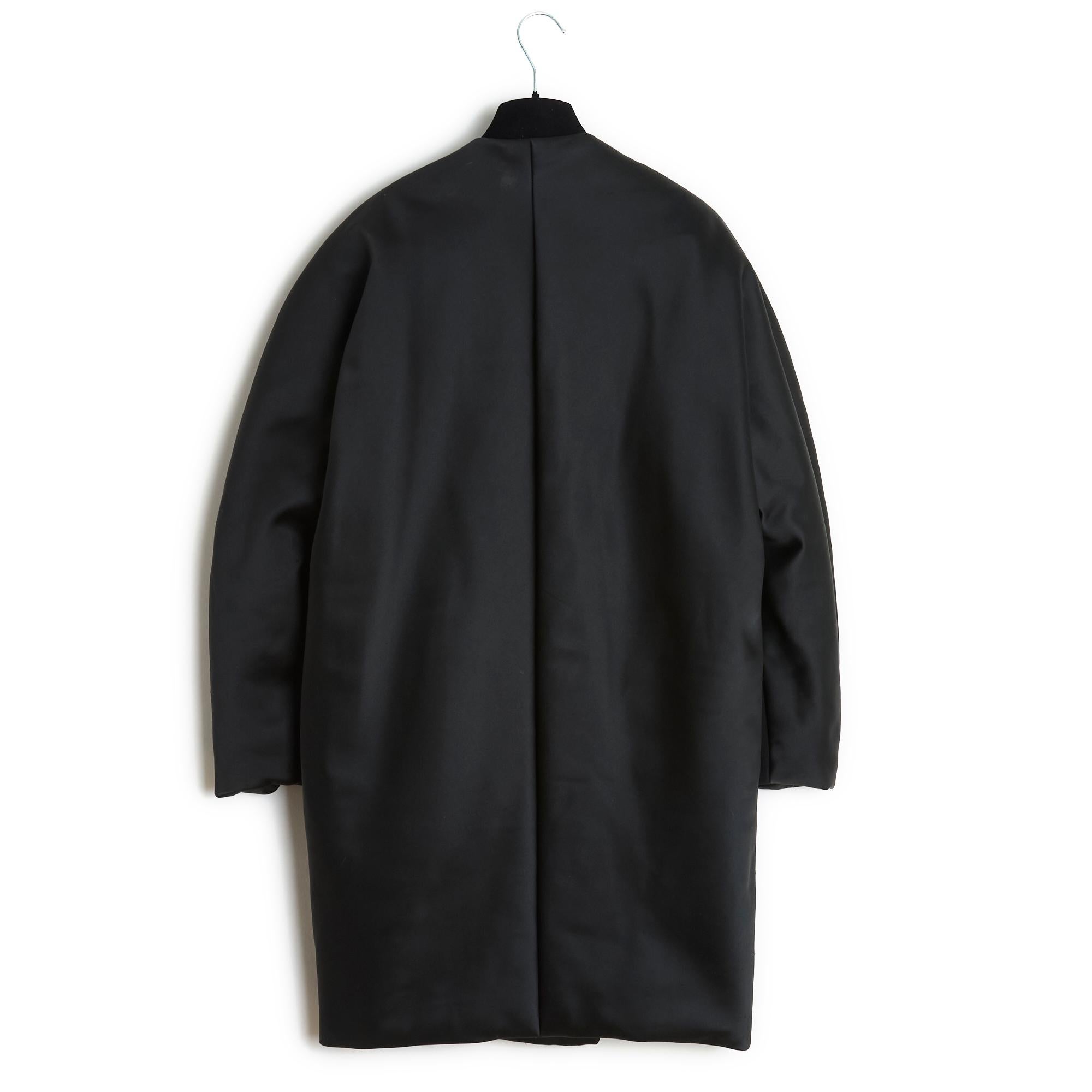 Balenciaga 2014 Manteau FR38 Black Satin Coat Down Jacket UK10 US8 For Sale 2