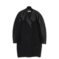Balenciaga 2014 Manteau FR38 Cappotto in raso nero Piumino UK10 US8