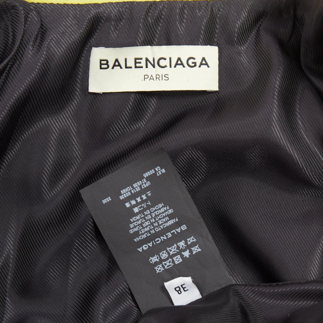 BALENCIAGA 2014 yellow lambskin leather crop biker jacket FR38 M For Sale 4