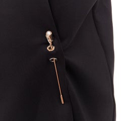 BALENCIAGA 2015 Runway noir néoprène pin perlé asymétrique drapé boxy top S.