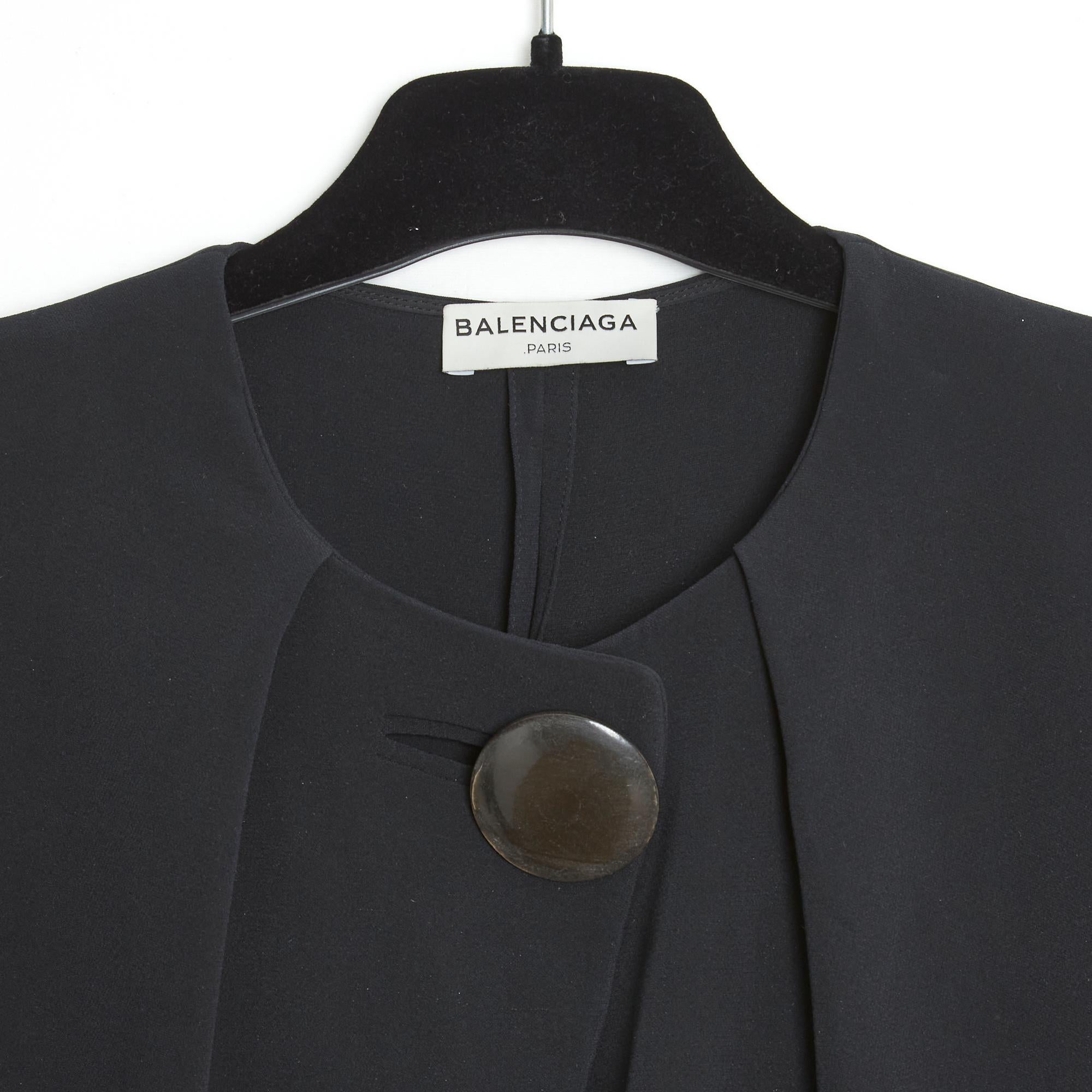 Women's Balenciaga 2015 Top FR38 Black Silk Crepe Fold Blouse UK10 US8 Alexander Wang For Sale