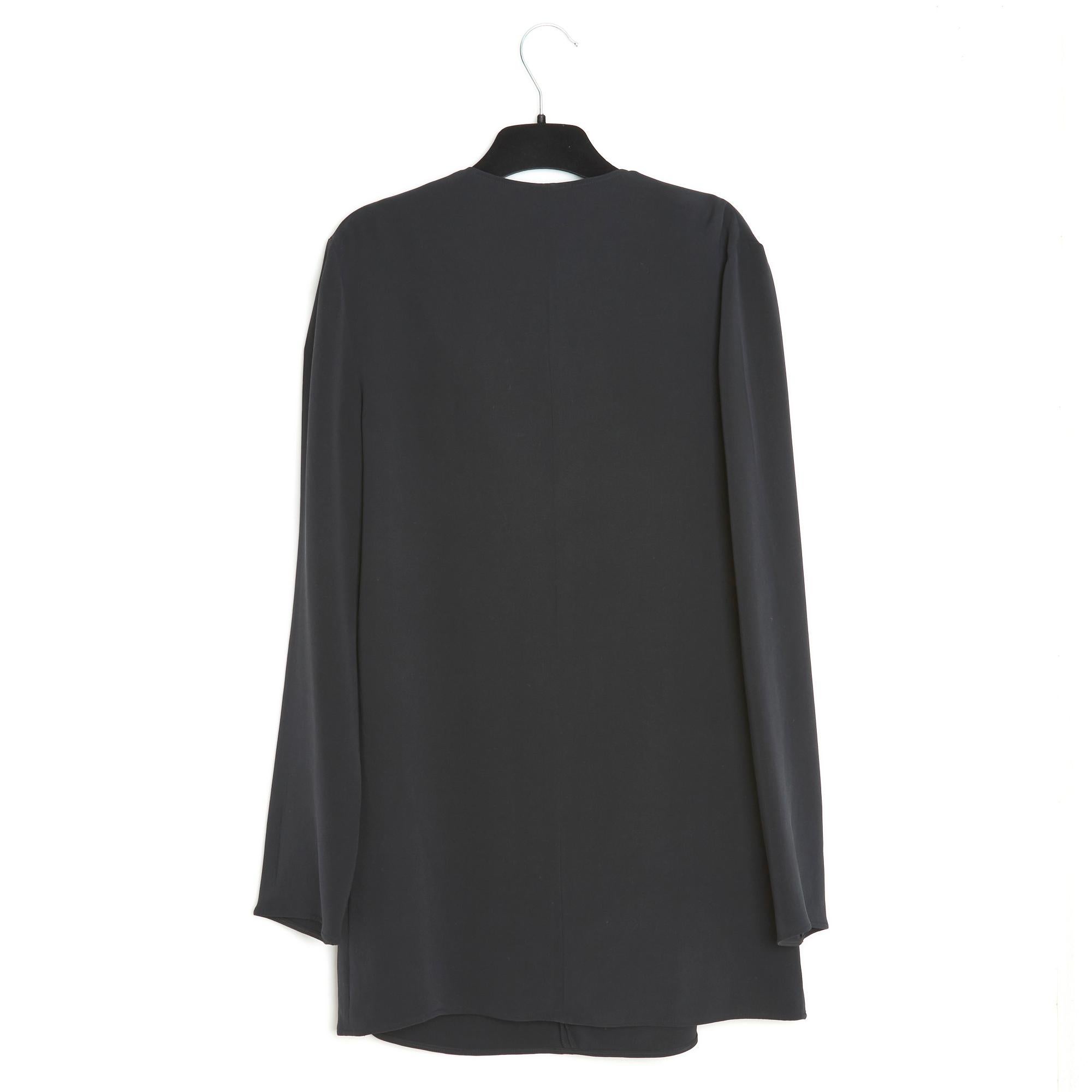 Balenciaga 2015 Top FR38 Black Silk Crepe Fold Blouse UK10 US8 Alexander Wang For Sale 1
