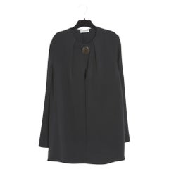 Balenciaga 2015 Top FR38 Blusa doblada de crepé de seda negro UK10 US8 Alexander Wang