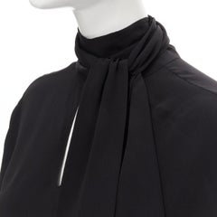 BALENCIAGA 2016 Archetype dipped back pussy bow silk blouse top FR34 XS