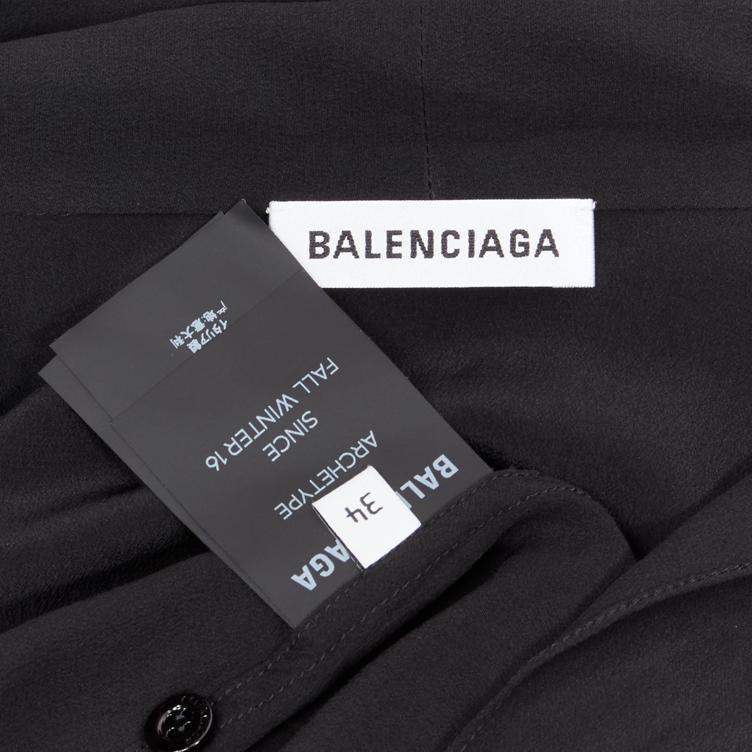 BALENCIAGA 2016 Archetype dipped back pussy bow silk blouse top FR34 XS 2