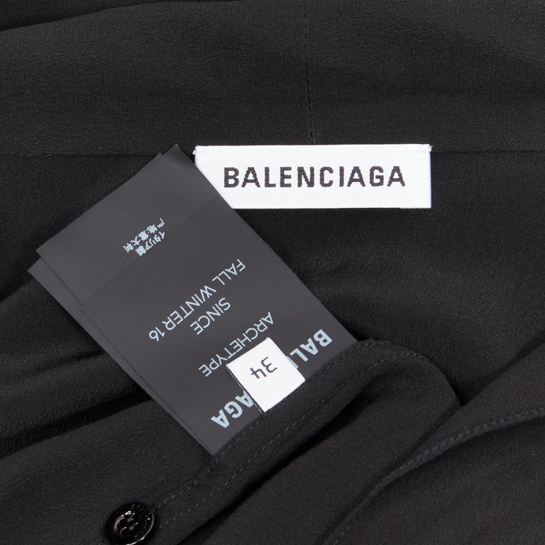 BALENCIAGA 2016 Archetype dipped back pussy bow silk blouse top FR34 XS For  Sale at 1stDibs