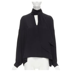BALENCIAGA 2016 Archetype dipped back pussy bow silk blouse top FR34 XS