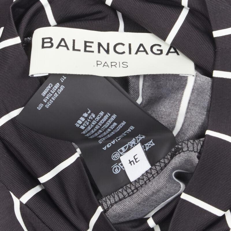 BALENCIAGA 2016 noir blanc rayures verticales manches nouées col roulé XS en vente 6