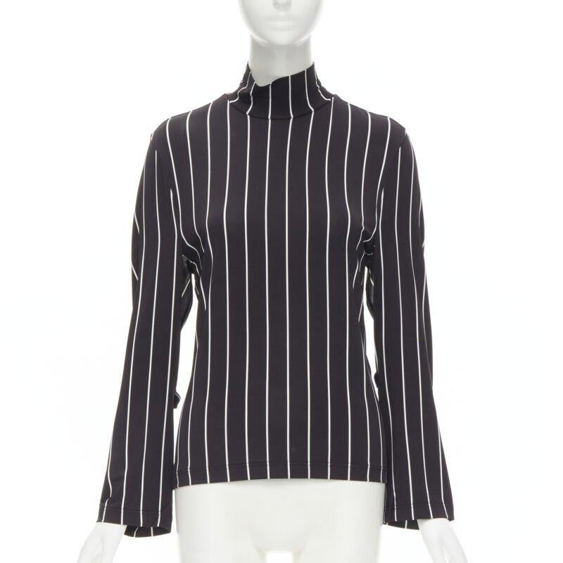 Noir BALENCIAGA 2016 noir blanc rayures verticales manches nouées col roulé XS en vente
