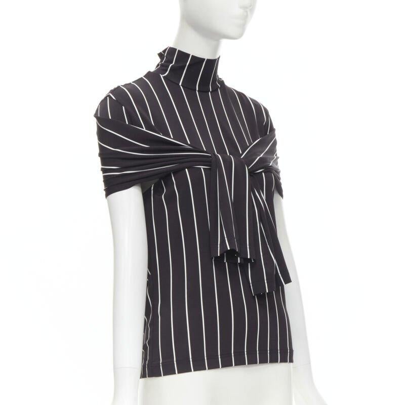 BALENCIAGA 2016 noir blanc rayures verticales manches nouées col roulé XS Excellent état - En vente à Hong Kong, NT