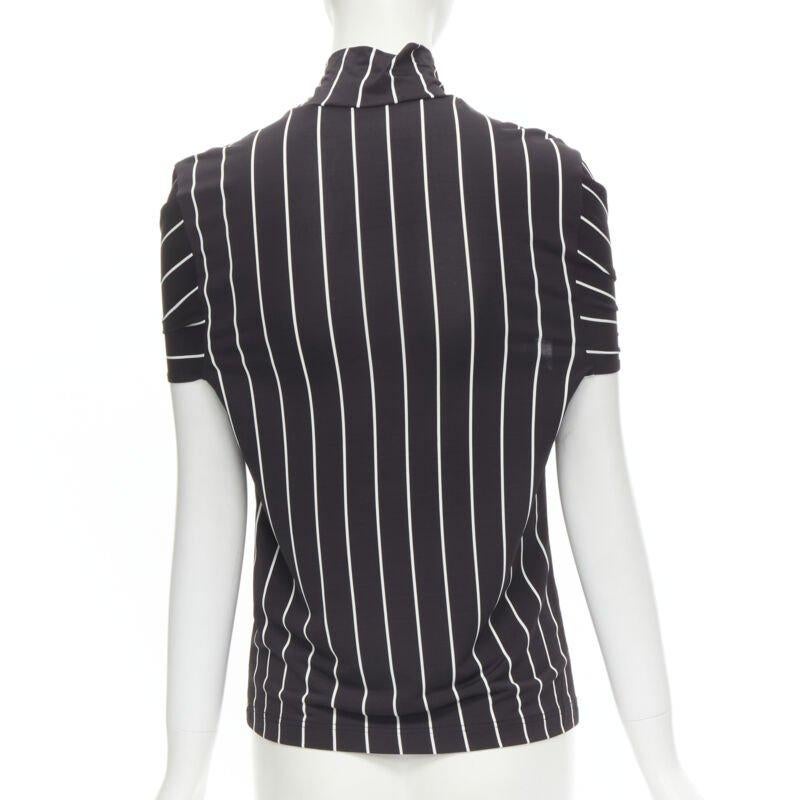 BALENCIAGA 2016 noir blanc rayures verticales manches nouées col roulé XS en vente 3
