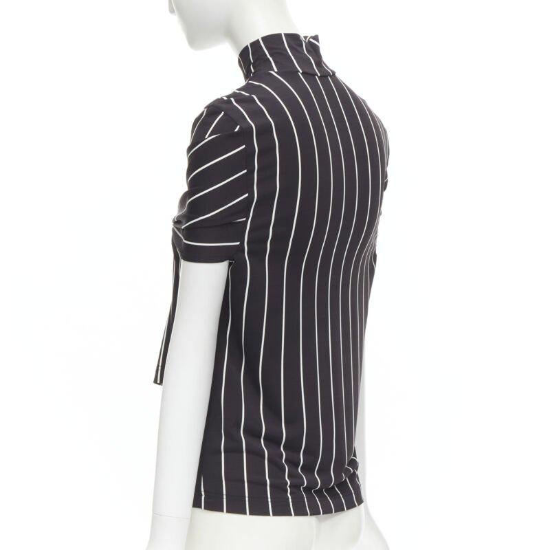 BALENCIAGA 2016 noir blanc rayures verticales manches nouées col roulé XS en vente 4