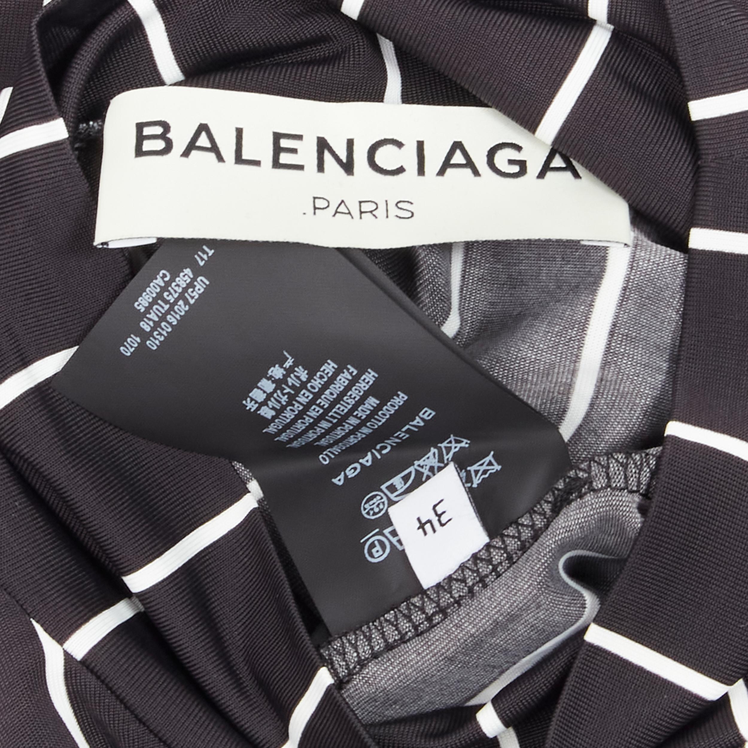 BALENCIAGA 2016 black white vertical stripe underarm slit cut out turtleneck top For Sale 3