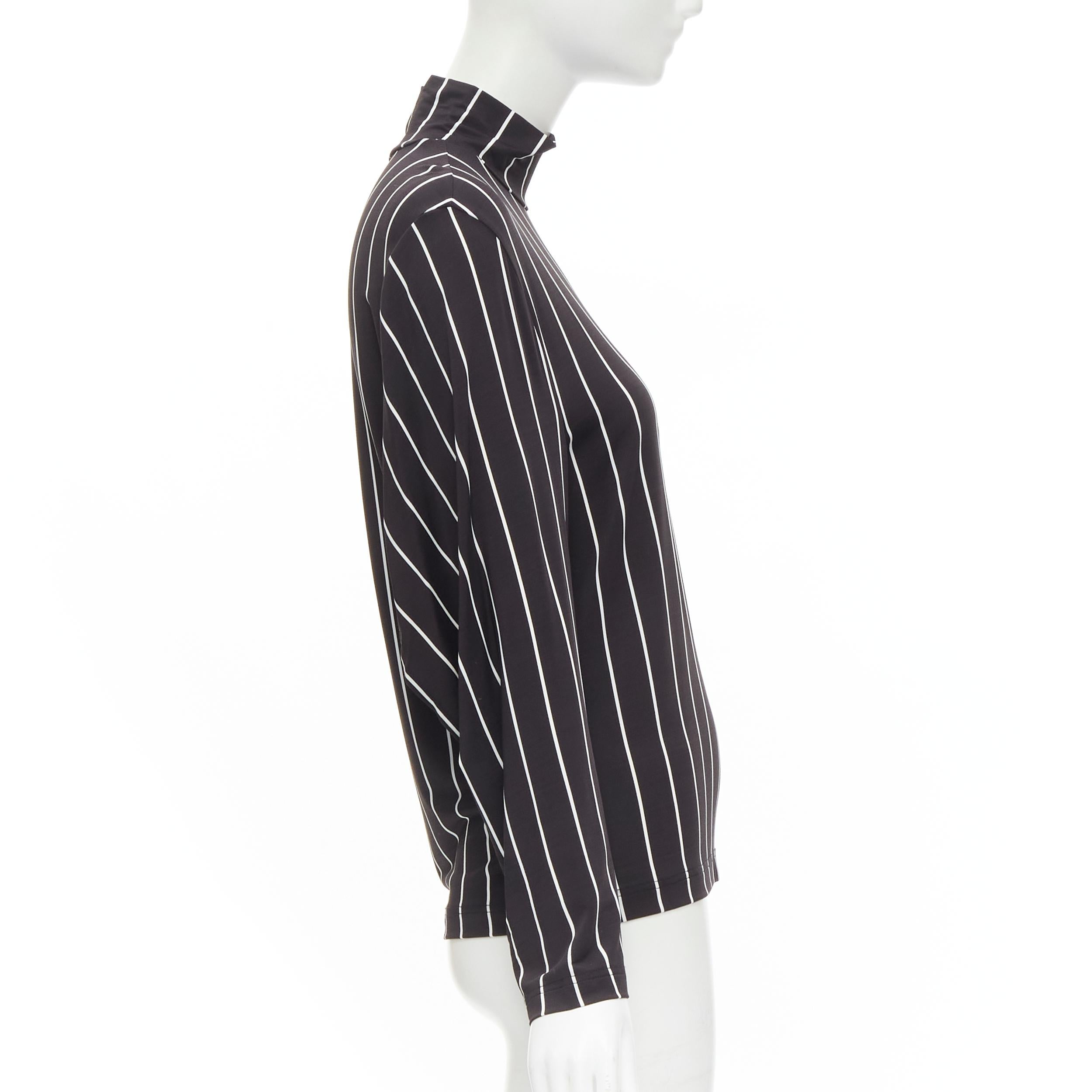 Black BALENCIAGA 2016 black white vertical stripe underarm slit cut out turtleneck top For Sale