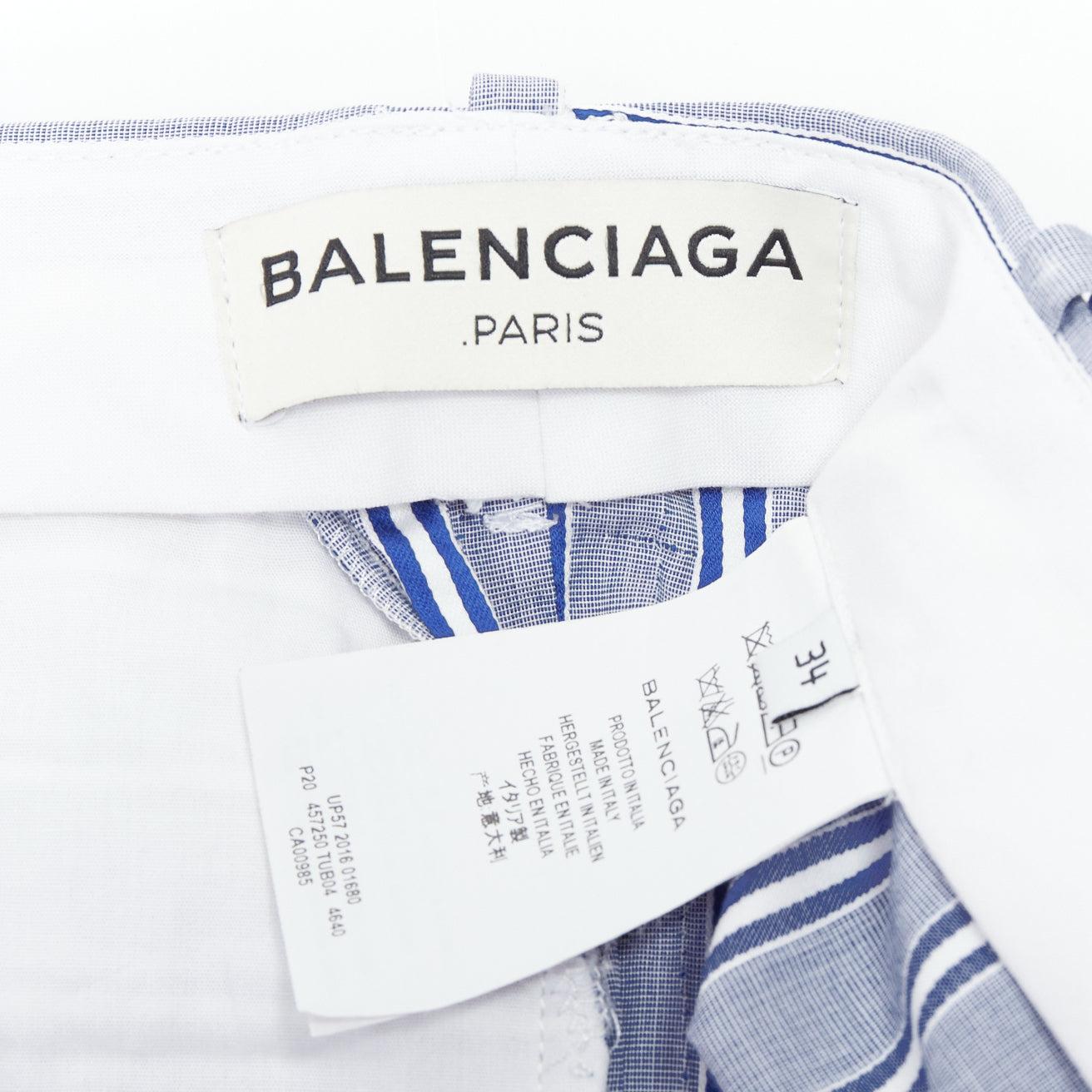 BALENCIAGA 2016 blue white striped cotton casual pajama pants FR34 XS For Sale 3