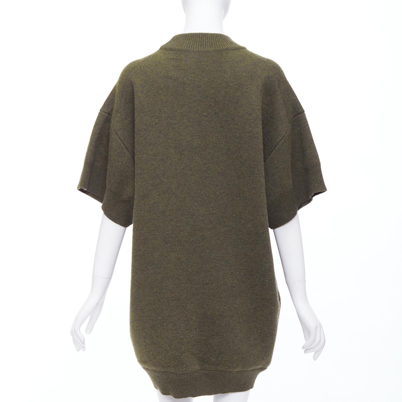 Women's BALENCIAGA 2016 moss green wool blend boxy sweater dress FR36 S
