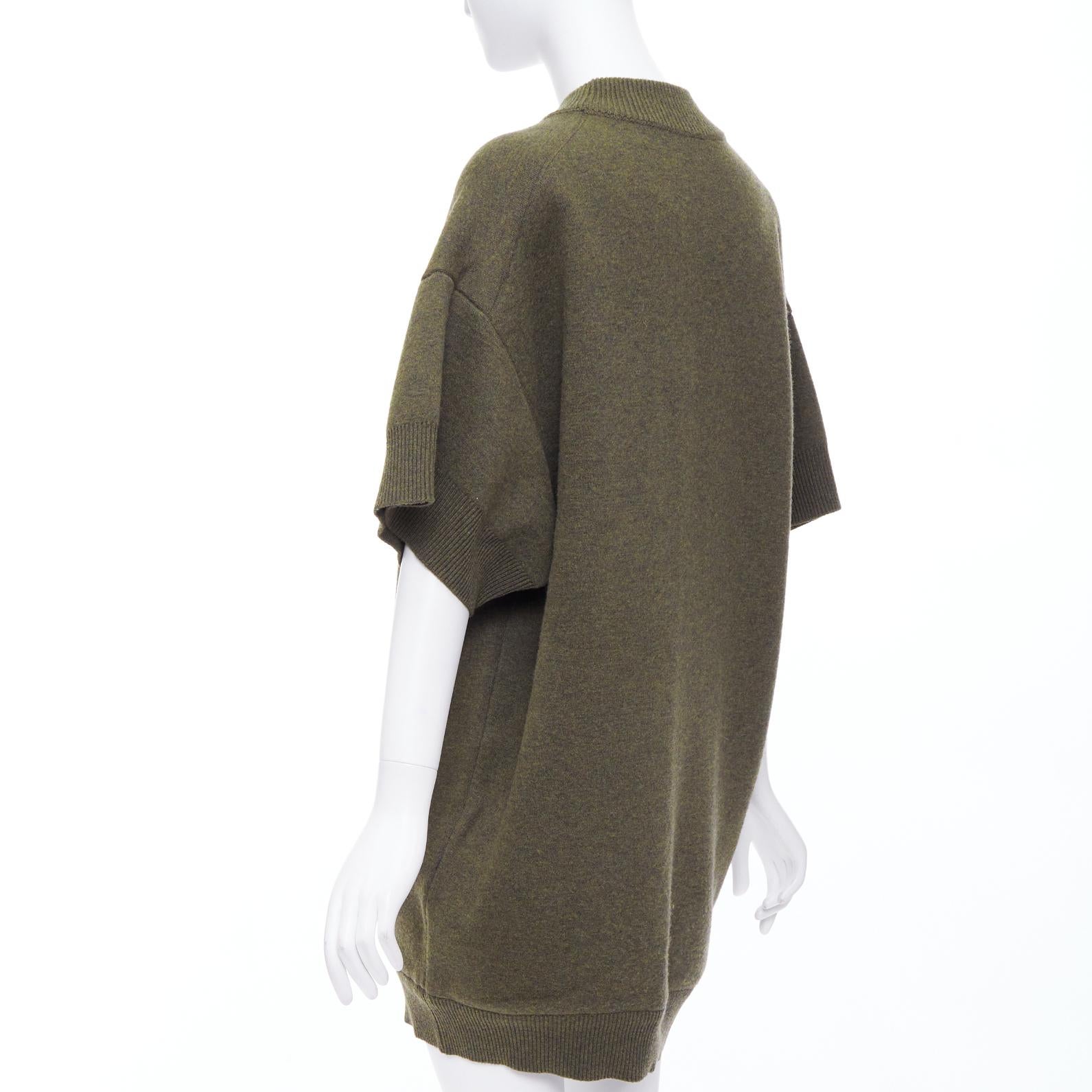 BALENCIAGA 2016 moss green wool blend boxy sweater dress FR36 S 1