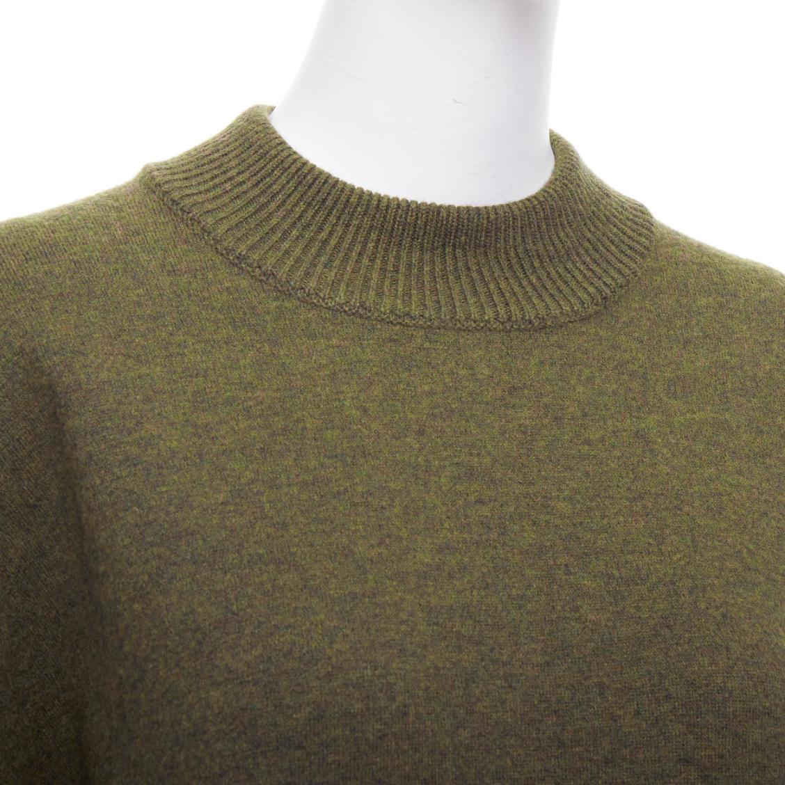 BALENCIAGA 2016 moss green wool blend boxy sweater dress FR36 S 2