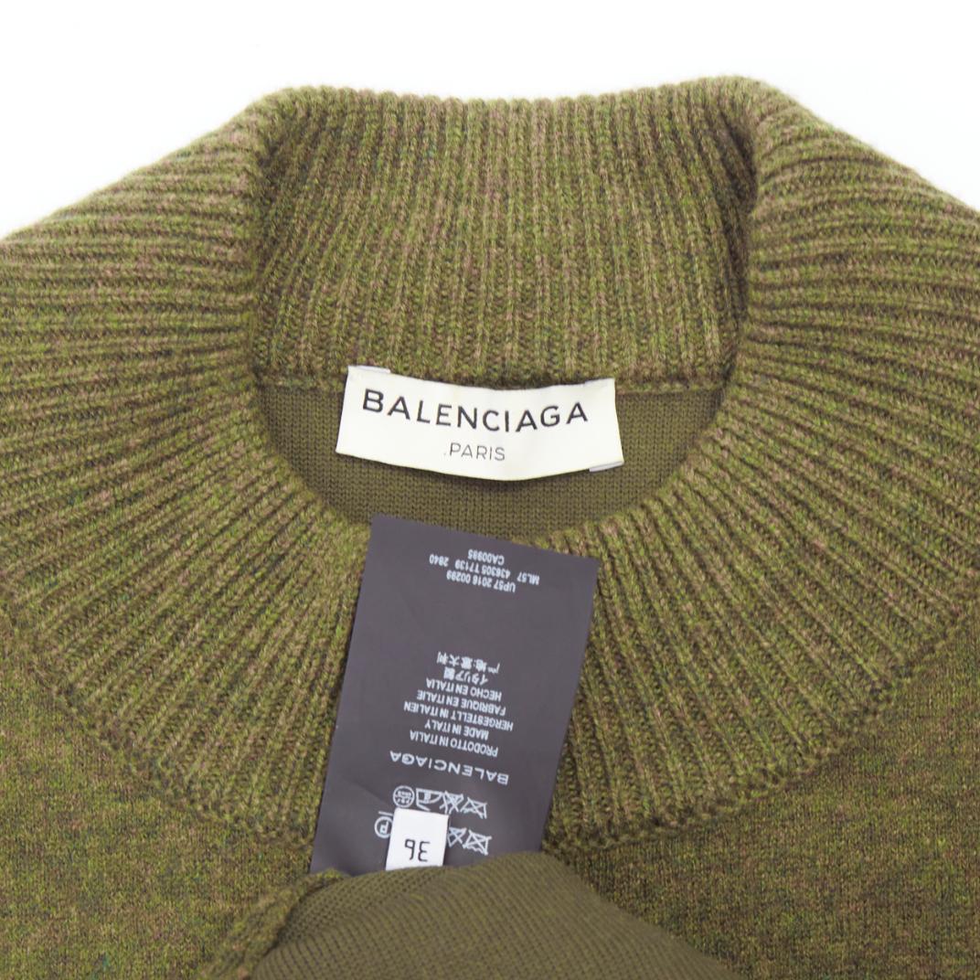 BALENCIAGA 2016 moss green wool blend boxy sweater dress FR36 S 3