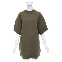 BALENCIAGA 2016 moss green wool blend boxy sweater dress FR36 S