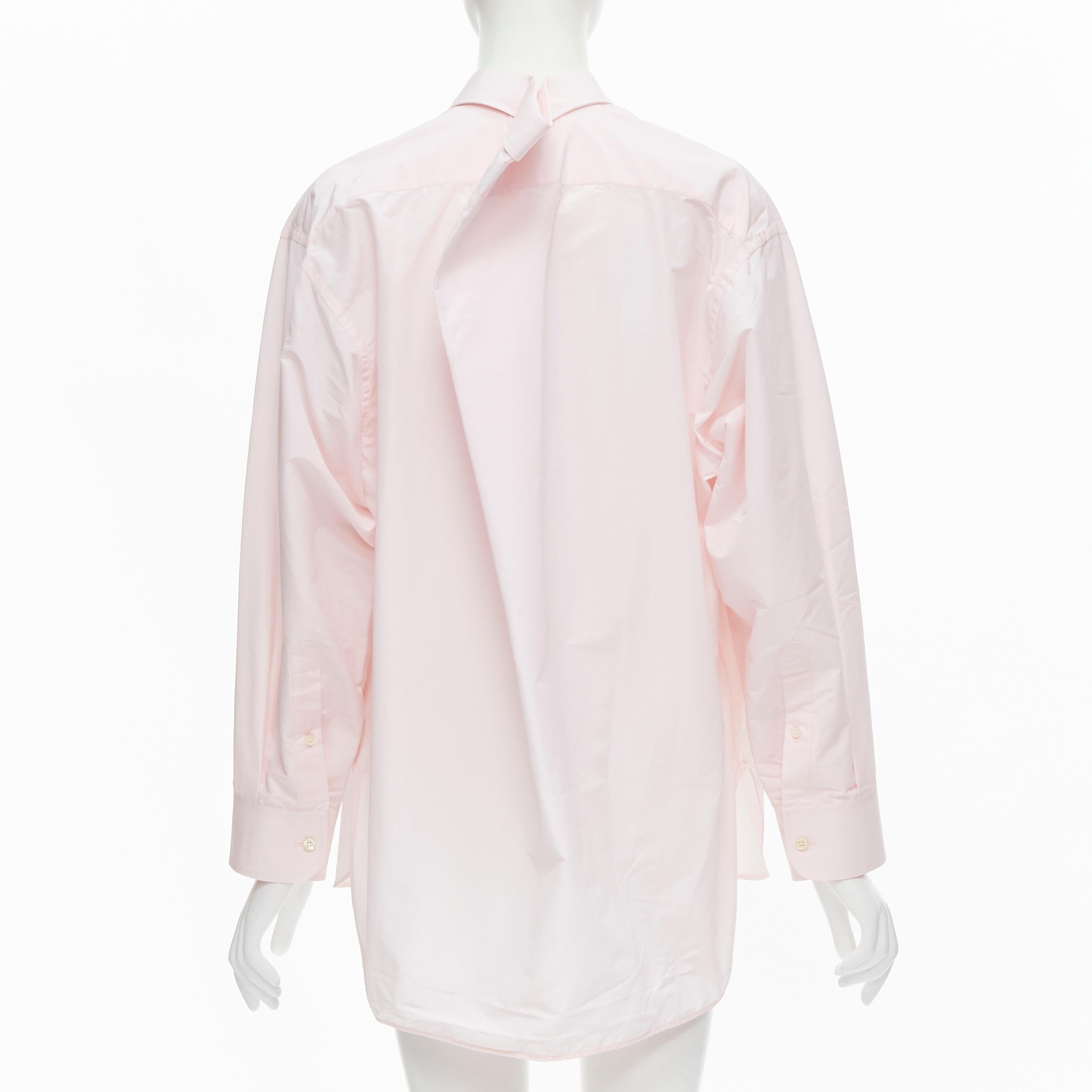 Gray BALENCIAGA 2016 pink button pinched collar oversized shirt FR38 S For Sale